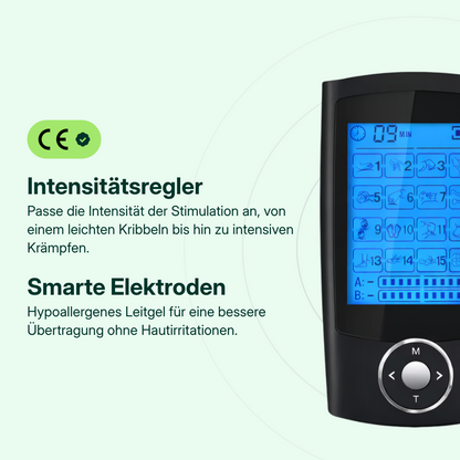 Perioden Simulator Gerät: CE-zertifizierte Fernbedienung des Perioden Simulators mit Intensitätsregler und smarten Elektroden