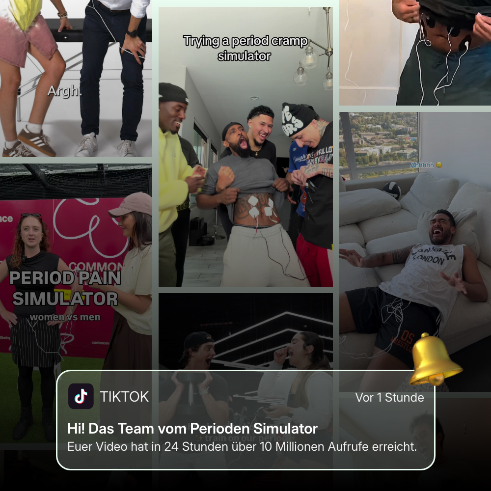 Perioden Simulator viral: TikTok-Collage von Menschen, die den Perioden Simulator testen, mit über 10 Millionen Aufrufen