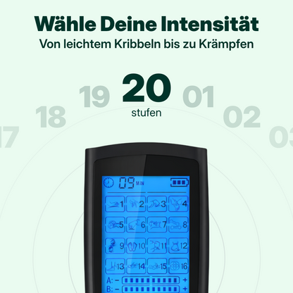 Perioden Simulator Gerät mit 20 Intensitätsstufen: Fernbedienung des Perioden Simulators von leichtem Kribbeln bis zu starken Krämpfen